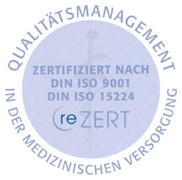 QM-Logo, Zertifizierung nach DIN ISO 9001:2015 und DIN ISO 15224:2017